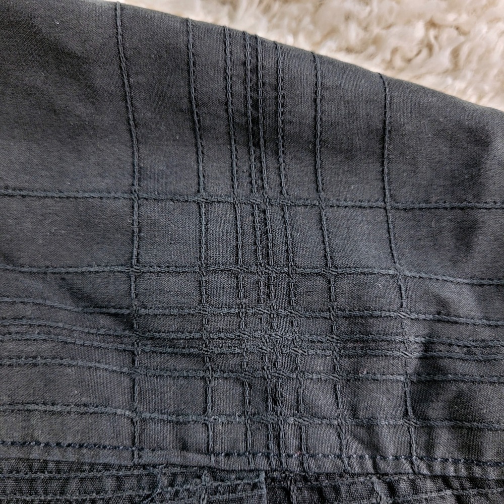 Tommy Bahama 100% Silk Shirt Mens Large Black Short Sleeve Tonal Grid Pocket - Picture 3 of 11